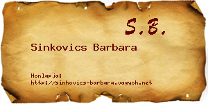 Sinkovics Barbara névjegykártya